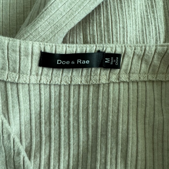 Doe & Rae Ribbed Cream/Light Pink Cardigan - Picture 3 of 3